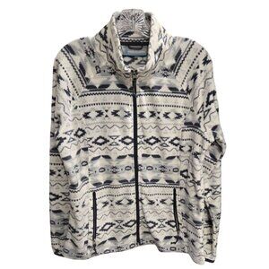 Free Country Womens Full-Zip Polar Fleece Jacket Aztec Print Large